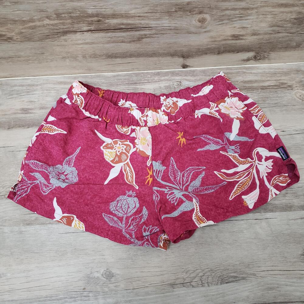 Patagonia Baggies Shorts Womens 30 Pink Floral Nylon Swim Running STY57043